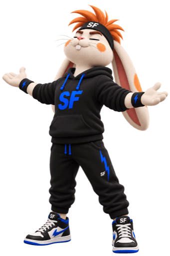 Spark, la mascota de Space Fitness, aplaudiendo